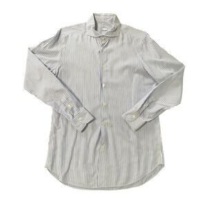 Vincenzo Di Ruggiero Button Up Shirt Mens Medium/15.5 Blue LS Italy Pinstripe